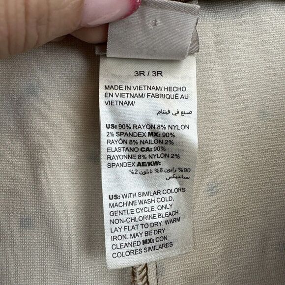 Chico's Brown Herringbone Polka Dot Pull On Straight Leg Pants 16R (3R) Stretch - Picture 8 of 10